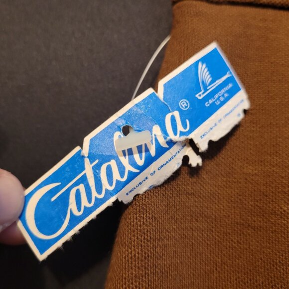 Vintage Catalina Wool Doubleknit A Line Skirt Brown Pull On Tag Size 9 10 - Picture 2 of 6